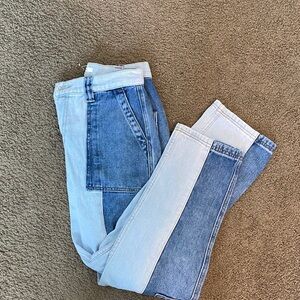 PacSun Two-Tone Cargo Blue Straight Leg Jeans